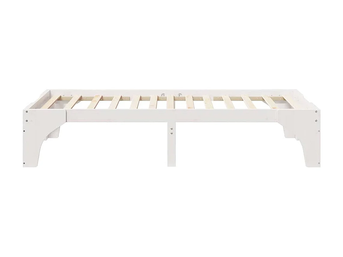 Cadre de lit surélevé Blanc 90 x 190 cm Bois massif en pin