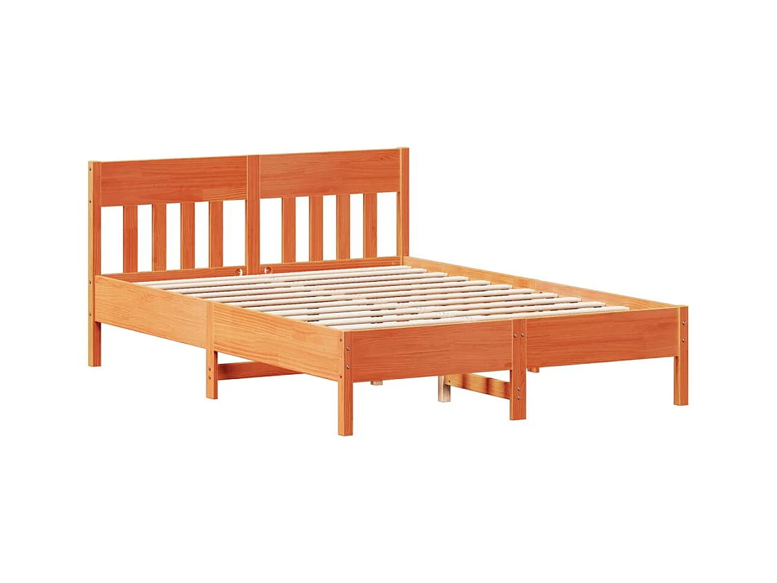 Estructura de cama sin colchón marrón cera 120x190cm madera maciza de pino