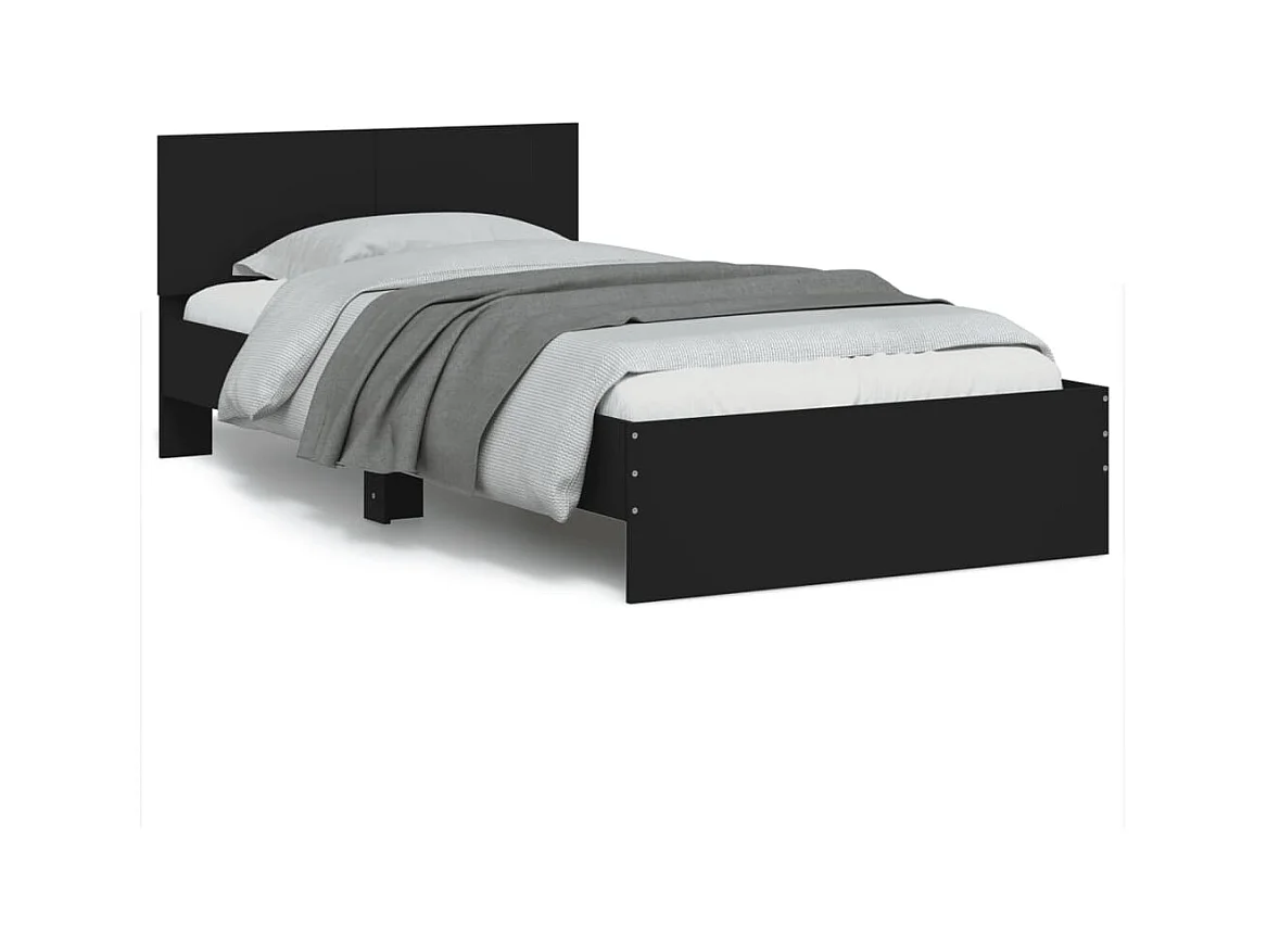 Estructura de cama sin colchón con cabecero negro 100x200 cm