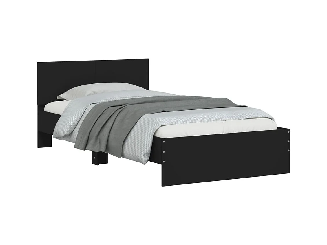 Estructura de cama sin colchón con cabecero negro 100x200 cm