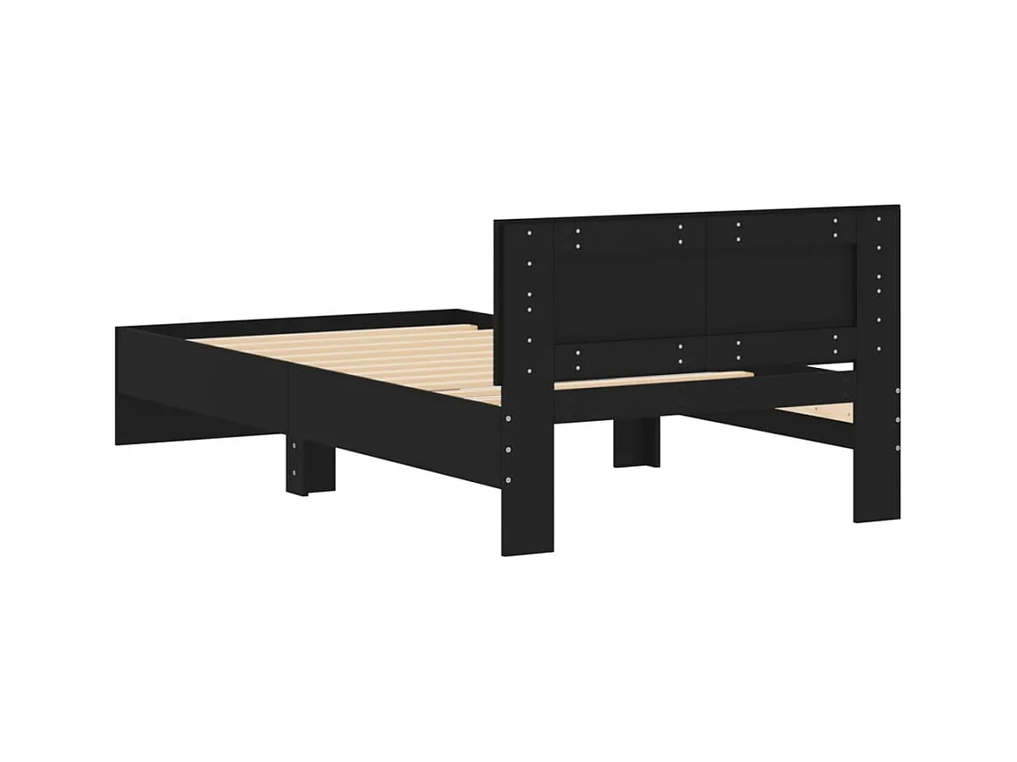Estructura de cama sin colchón con cabecero negro 100x200 cm