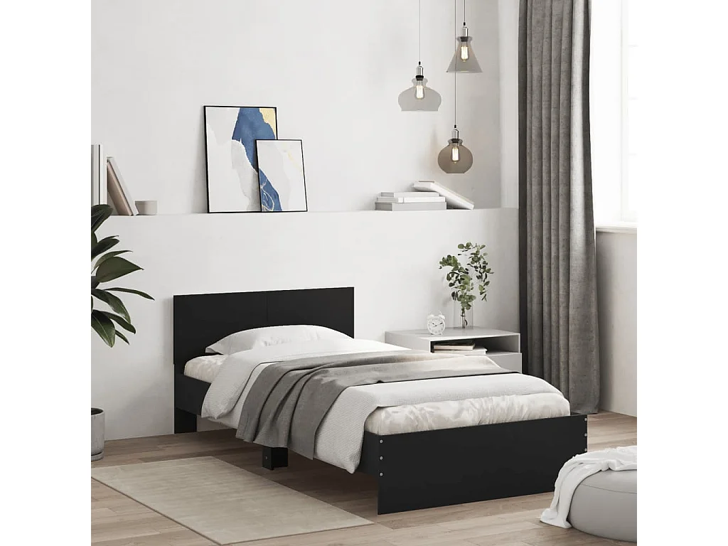 Struttura letto senza materasso con testiera nera 100x200 cm
