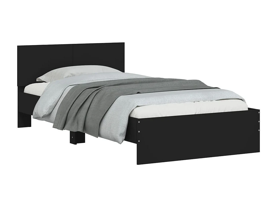 Struttura letto senza materasso con testiera nera 100x200 cm