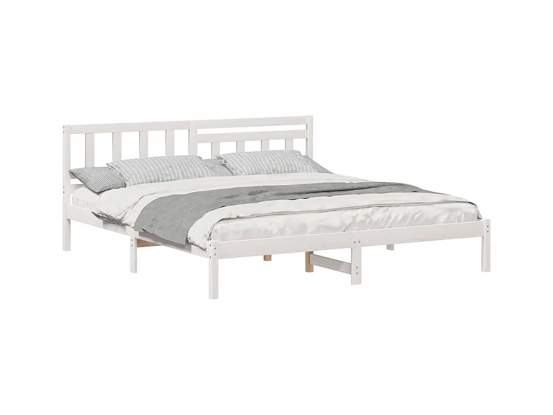 Wit bedframe 200 x 200 cm massief grenenhout