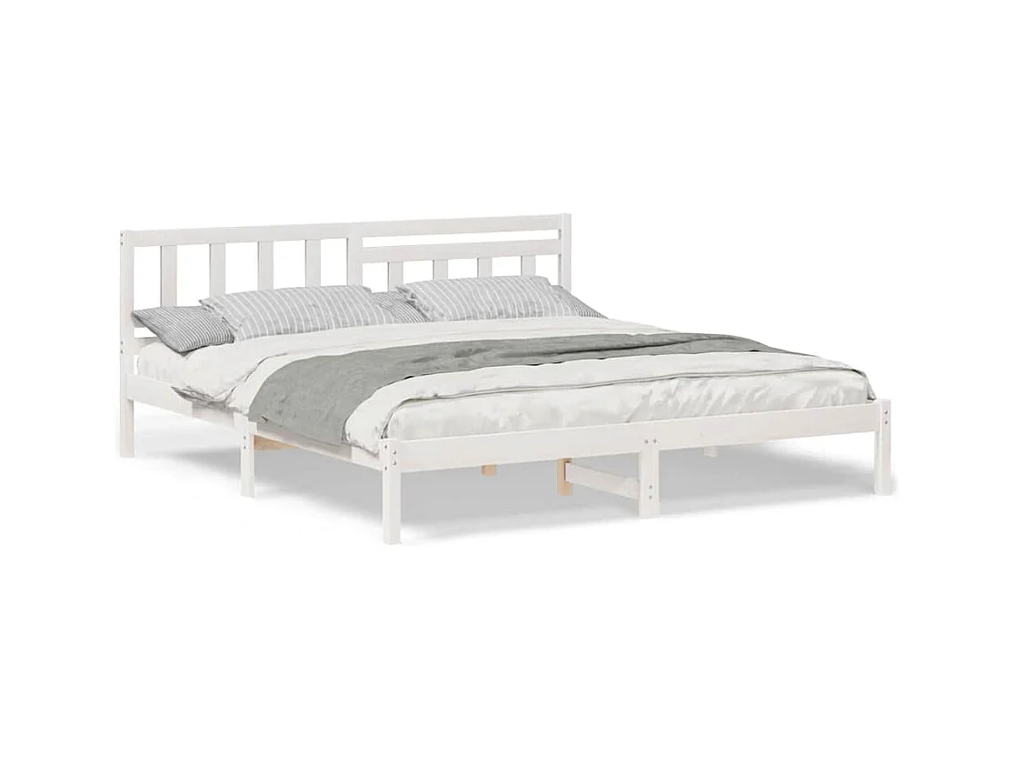 Wit bedframe 200 x 200 cm massief grenenhout
