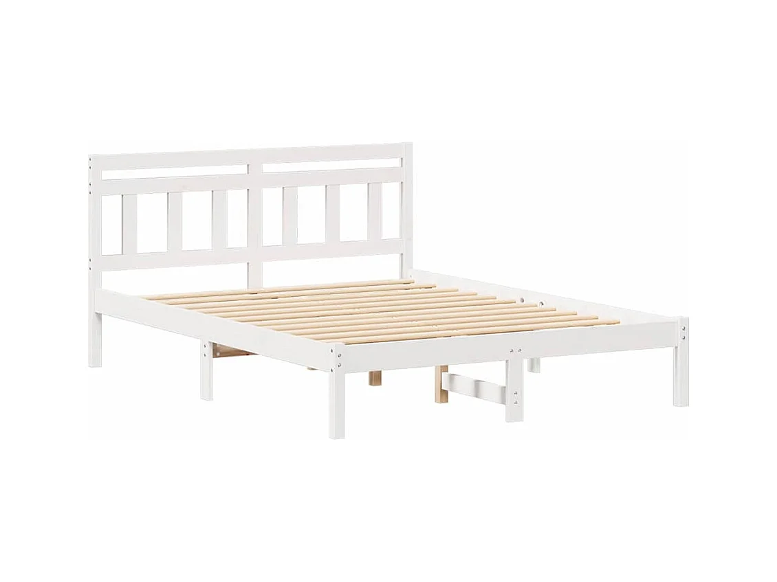 Cadre de lit avec tête de lit Blanc Bois de pin