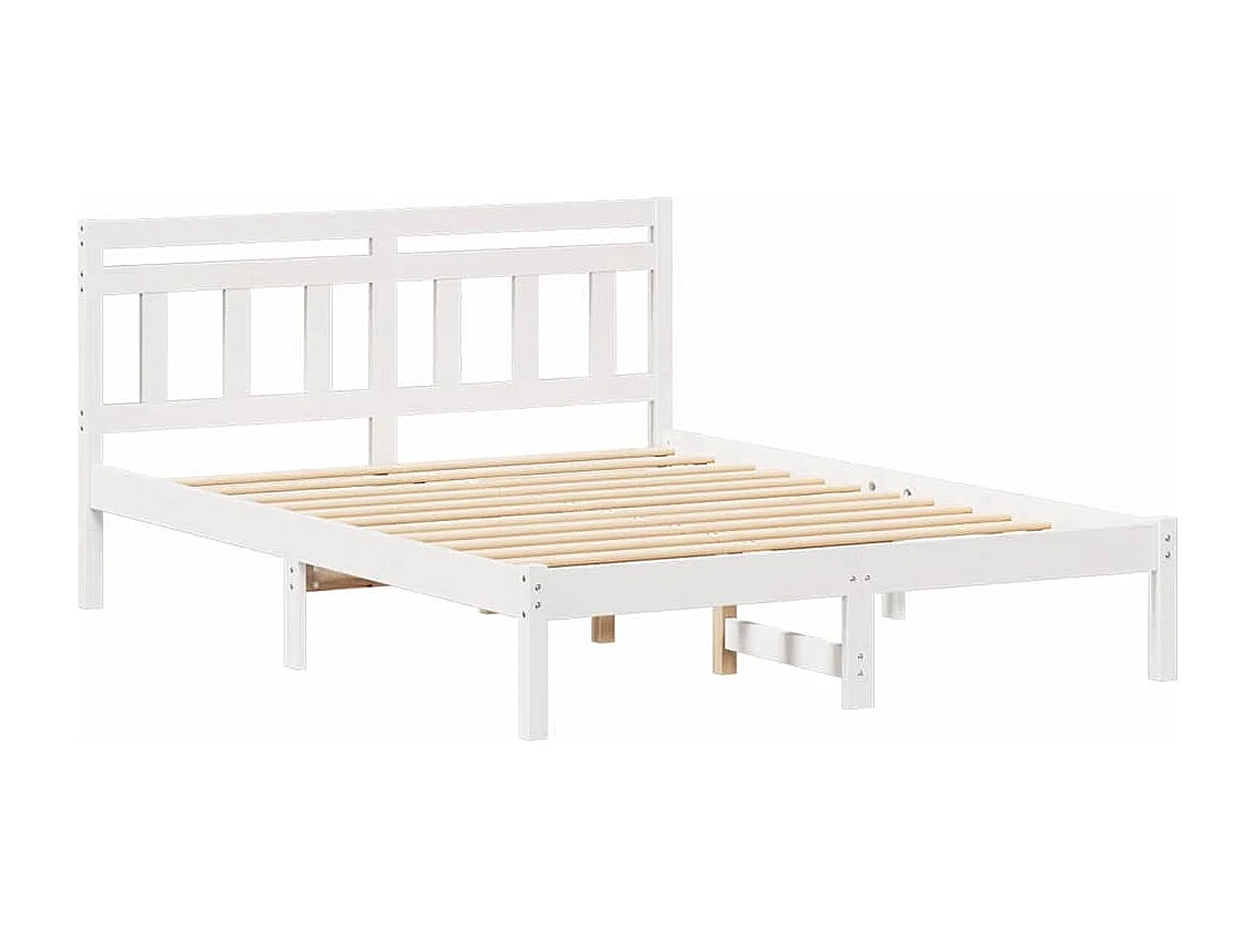 Cadre de lit avec tête de lit Blanc Bois de pin