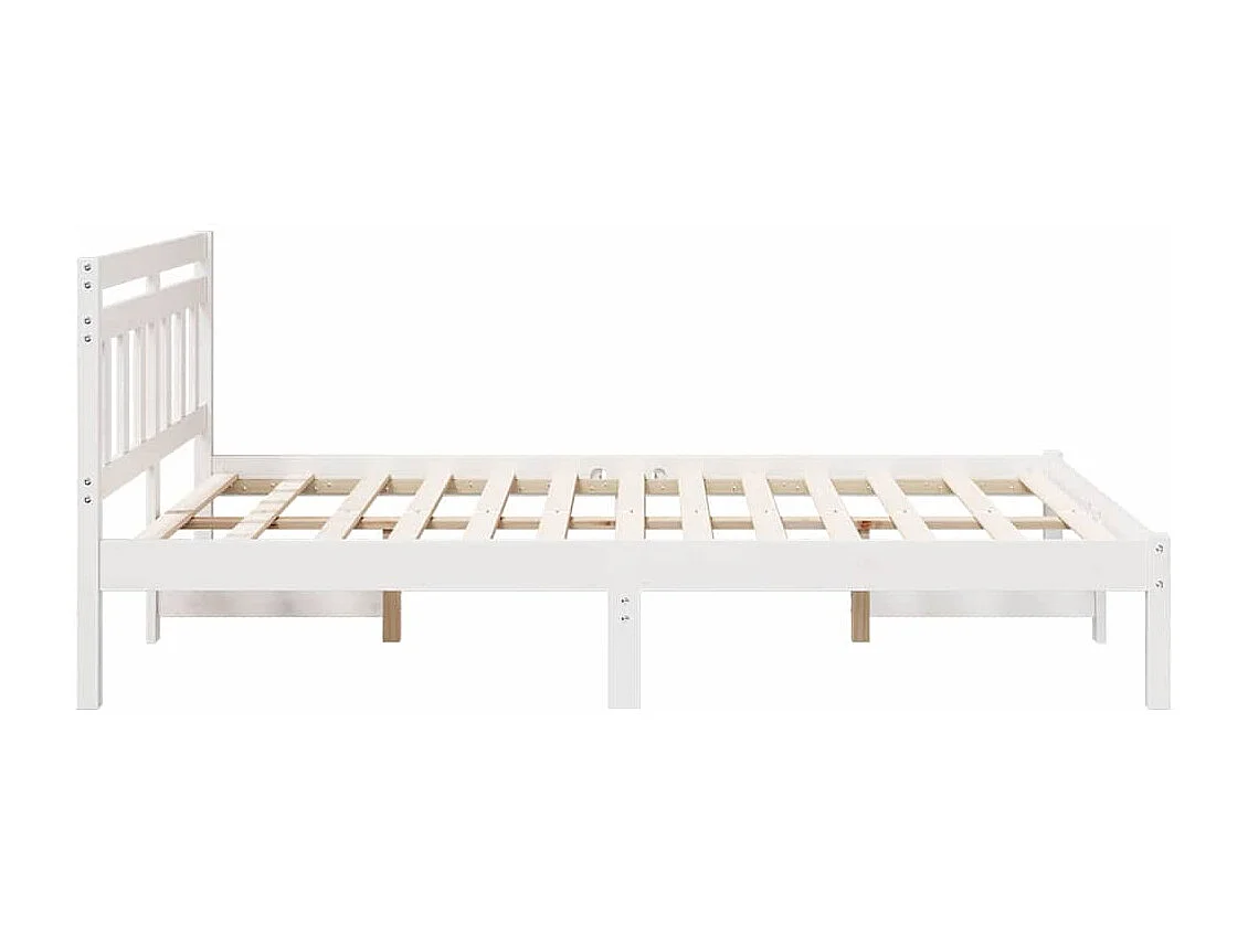 Cadre de lit avec tête de lit Blanc Bois de pin