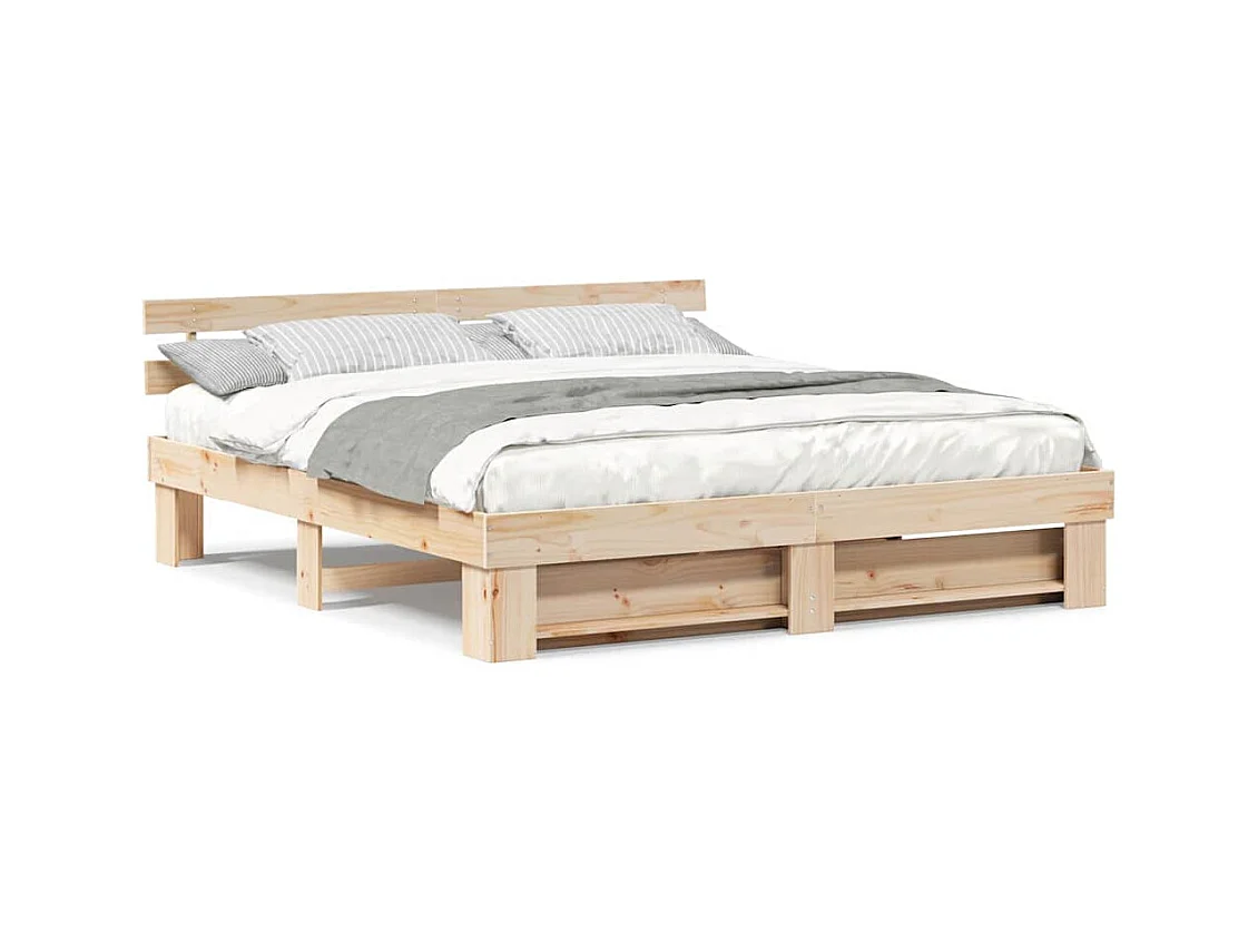 Bruin bedframe 180 x 200 cm massief grenenhout