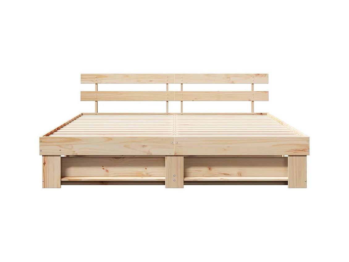 Bruin bedframe 180 x 200 cm massief grenenhout