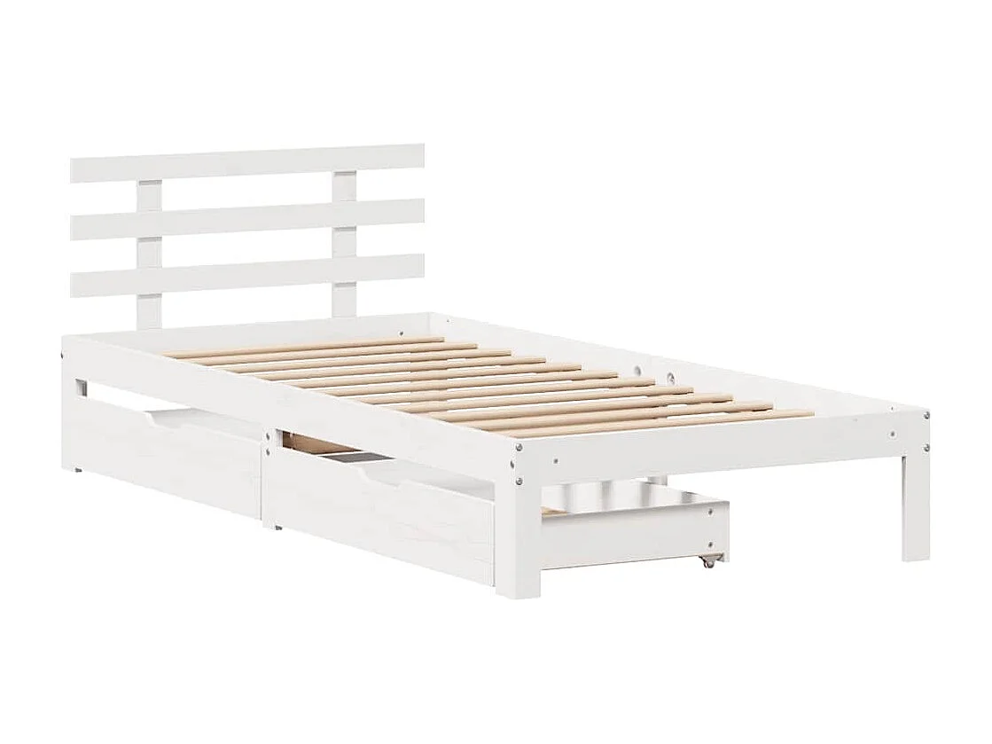 Estructura de cama con cajones sin colchón blanca 90x200 cm