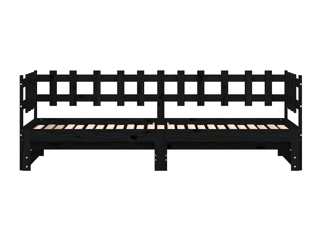 Schuifbed zonder matras zwart 2x(80x200) cm Massief hout