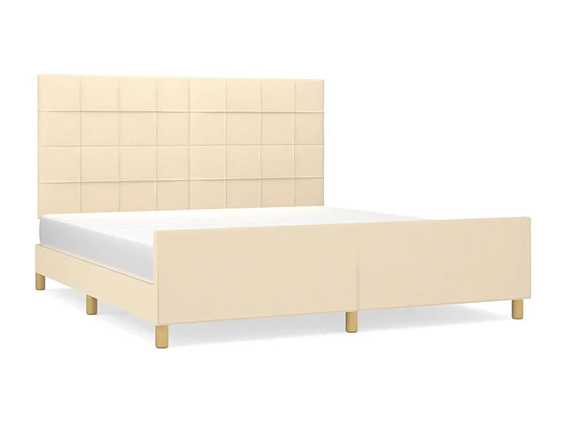Cadre de lit sans matelas crème 180x200 cm tissu