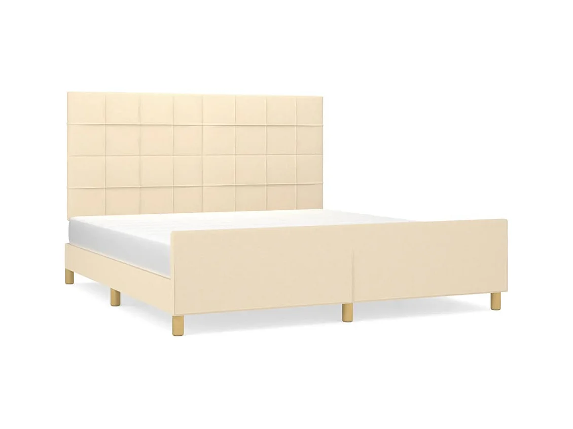 Estructura de cama sin colchón tela crema 180x200 cm
