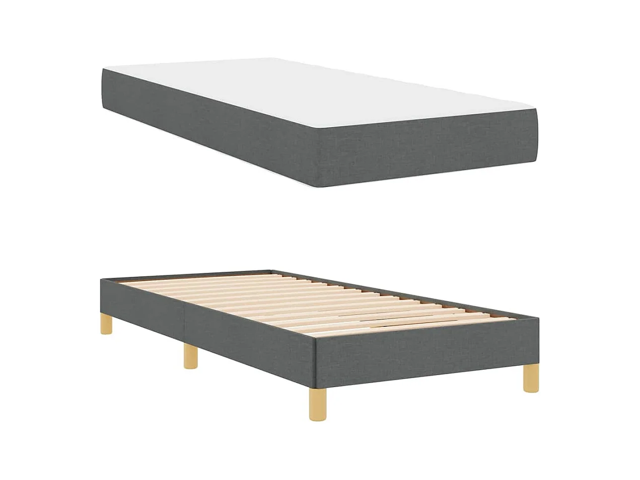 Lit à ressorts Gris foncé et Marron 90 x 200 cm