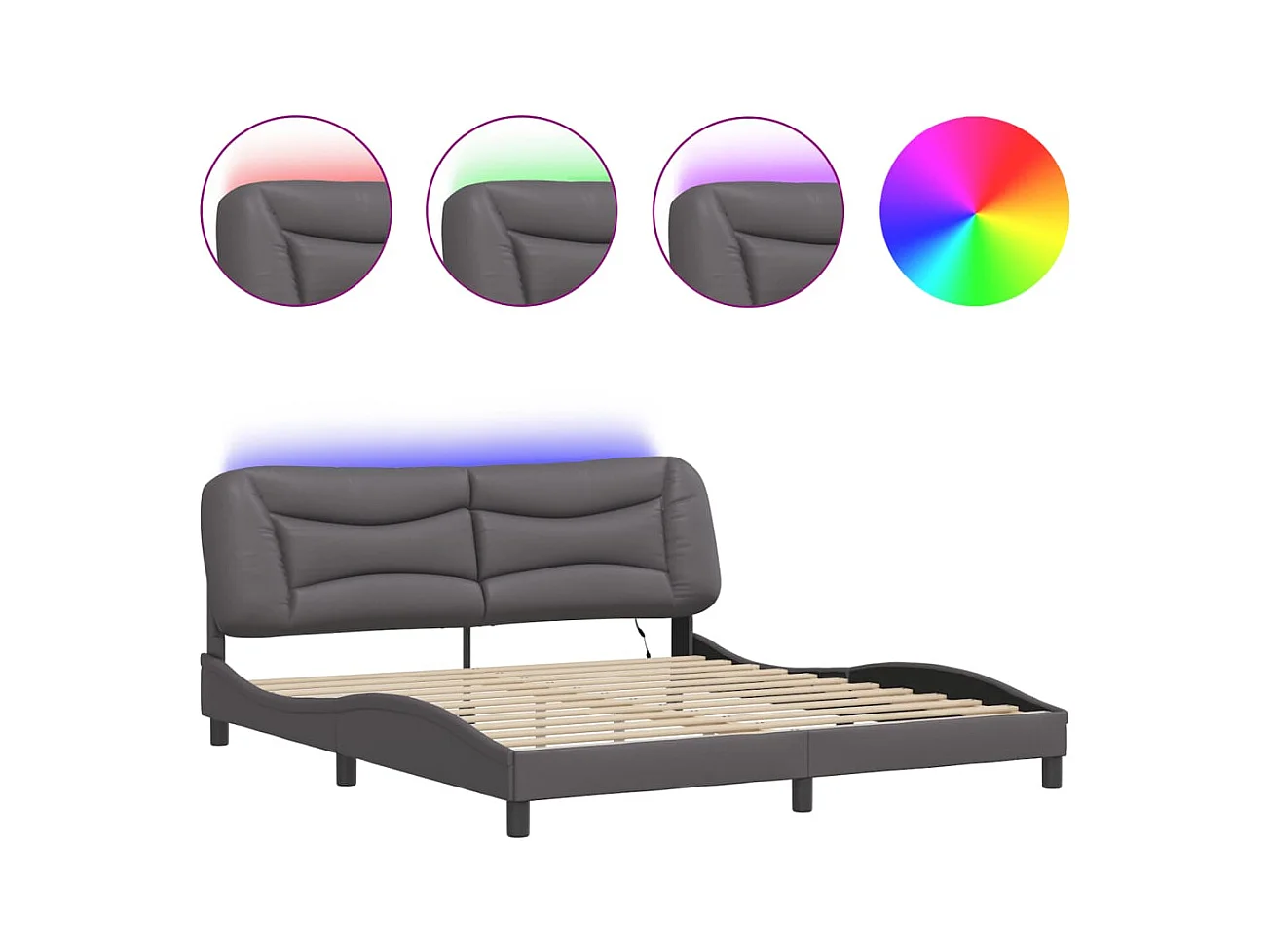 Struttura letto con LED senza materasso grigio 180x200 cm