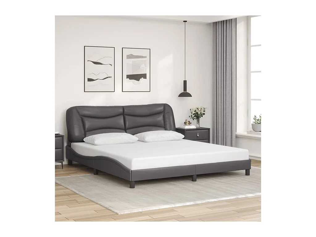 Struttura letto con LED senza materasso grigio 180x200 cm