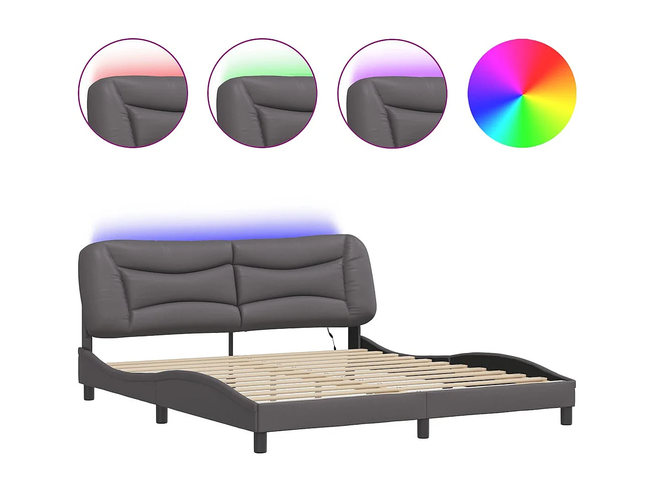 Estructura de cama con LED sin colchón gris 180x200 cm