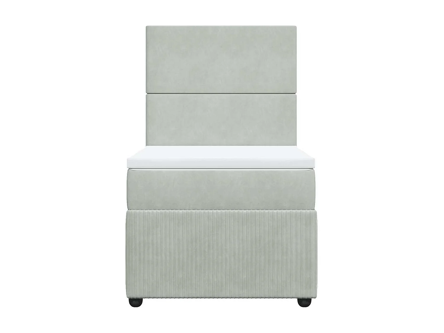 Somier de láminas de terciopelo gris claro de 100 x 200 cm y colchón