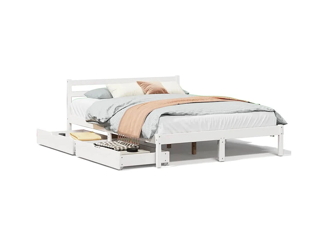 Bedframe zonder matras wit 140x190 cm massief grenenhout