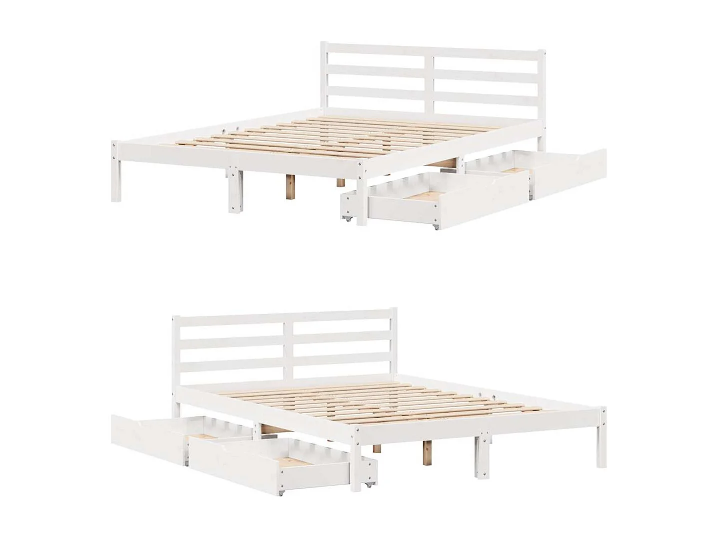 Bedframe zonder matras wit 140x190 cm massief grenenhout