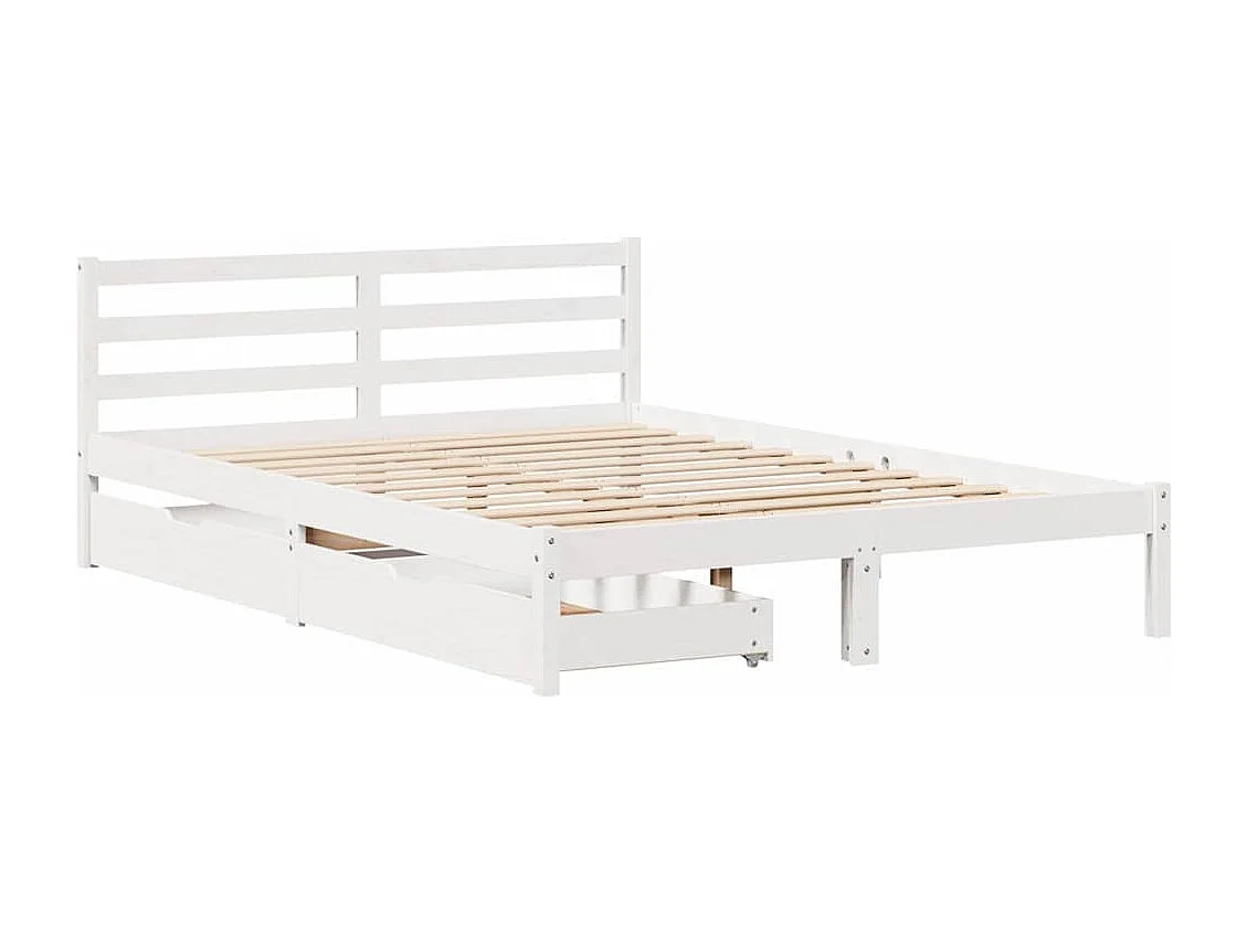 Estructura de cama sin colchón blanca 140x190 cm madera maciza de pino