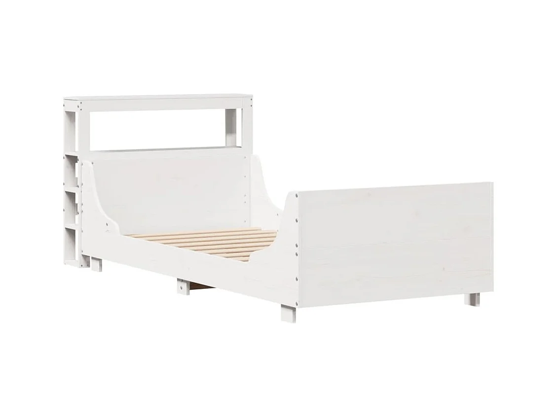 Cadre de lit sans matelas blanc 75x190 cm bois de pin massif