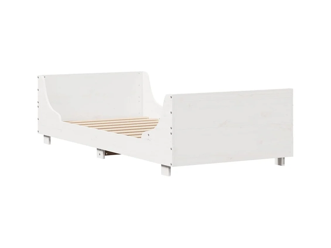 Cadre de lit sans matelas blanc 75x190 cm bois de pin massif