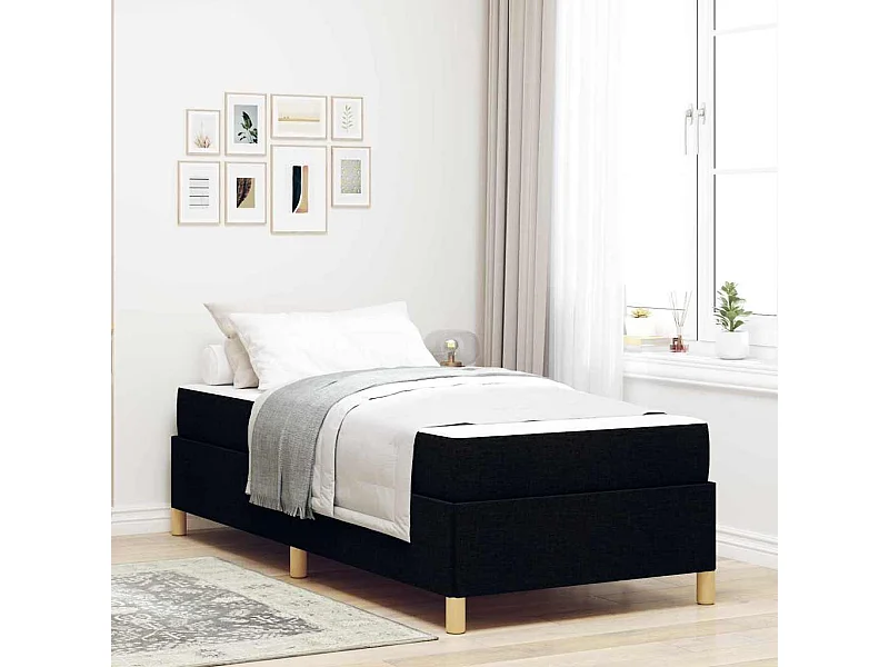 Zwart-bruin-wit springbed 80 x 200 cm stof