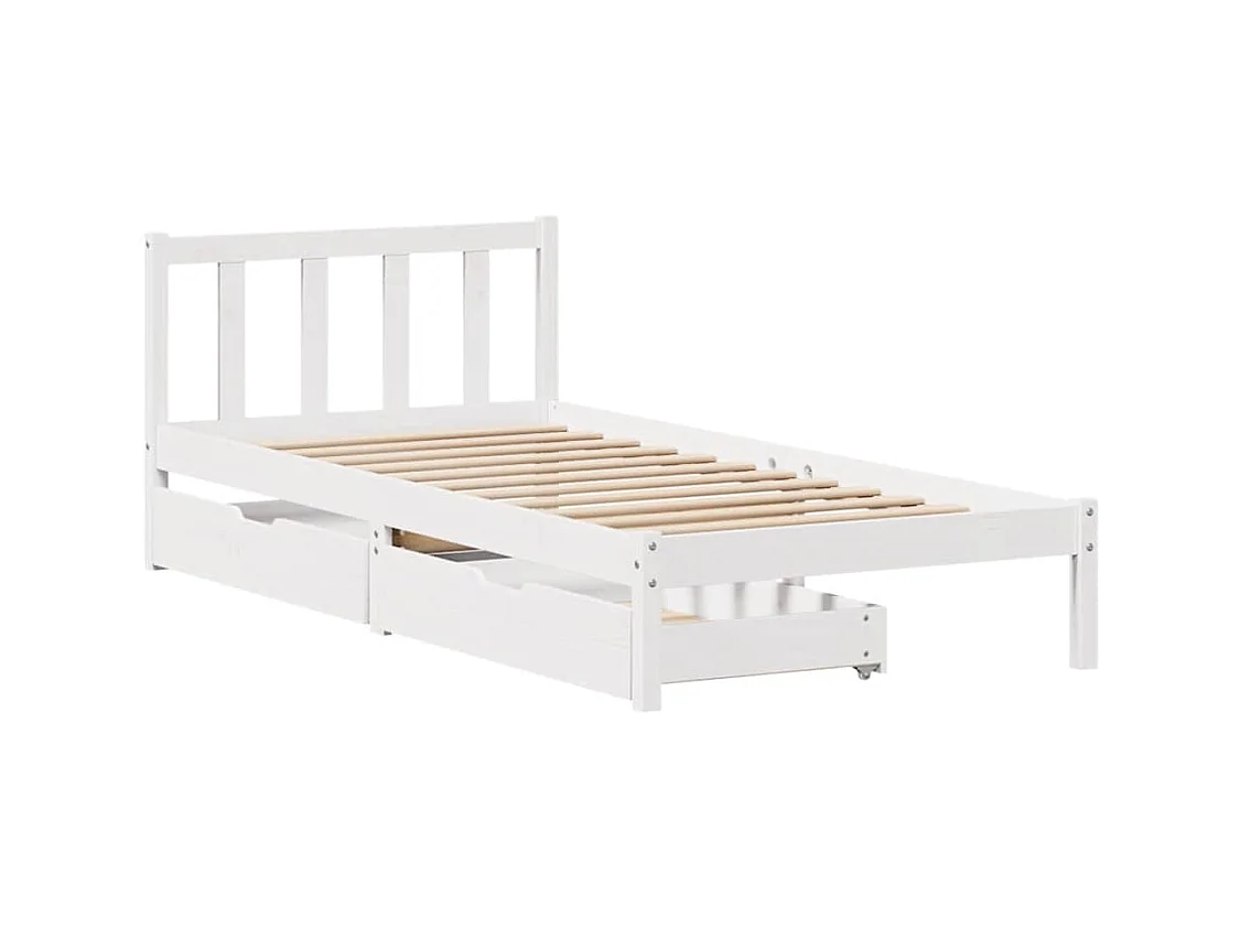 Struttura letto senza materasso bianco 90x200 cm in legno massello di pino