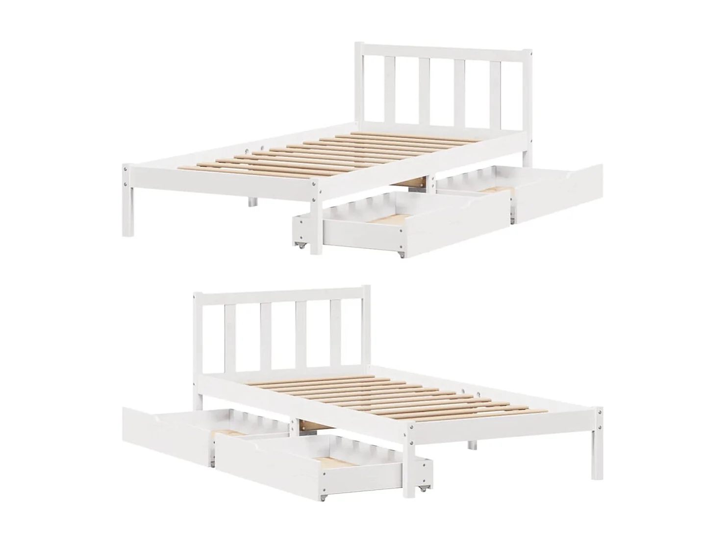 Struttura letto senza materasso bianco 90x200 cm in legno massello di pino