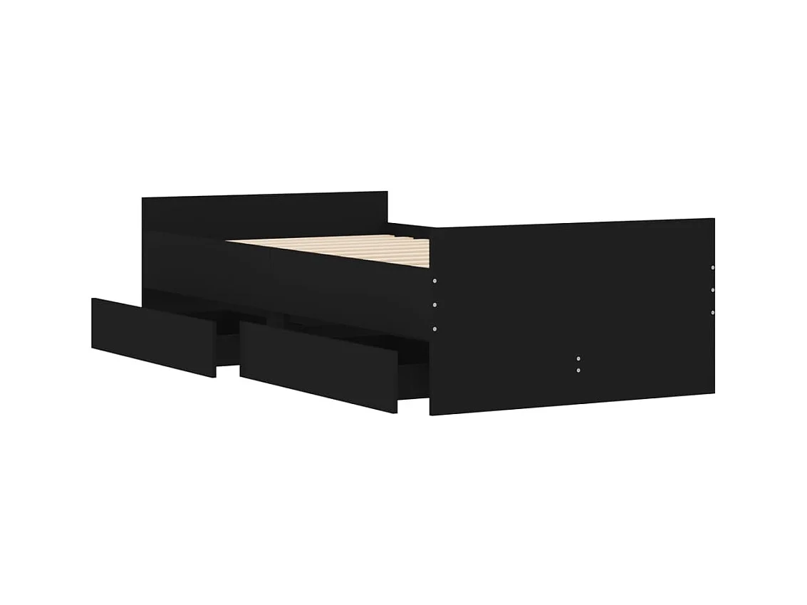 Struttura letto con cassetti senza materasso nero 90x200 cm