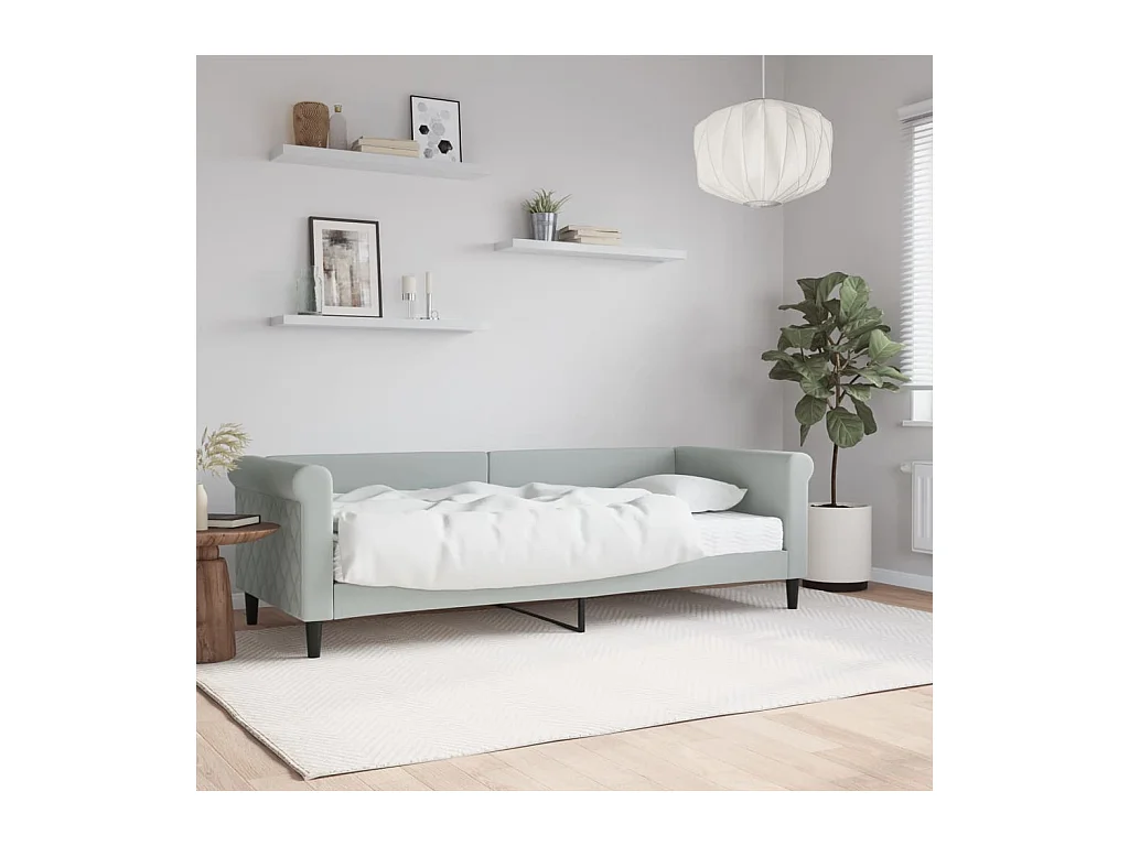 Lit de jour avec matelas gris clair 80x200 cm velours