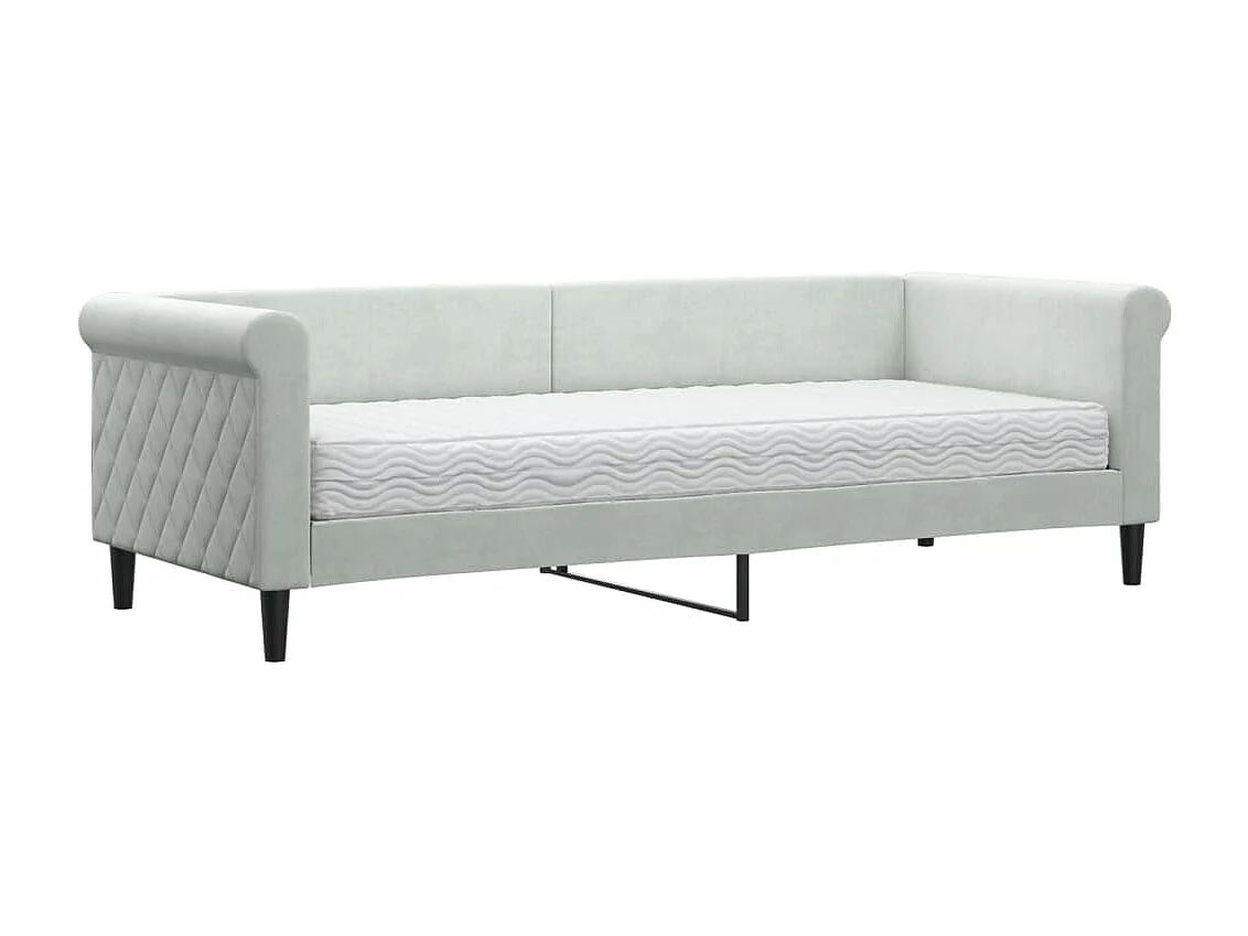 Lit de jour avec matelas gris clair 80x200 cm velours