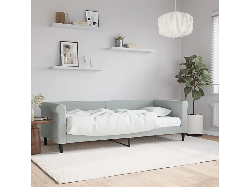 Lit de jour avec matelas gris clair 80x200 cm velours
