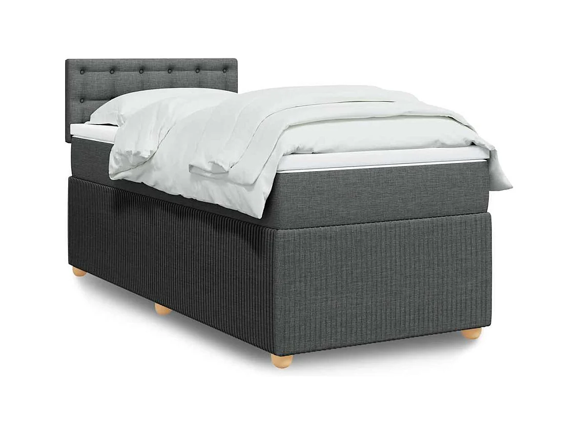 Sommier à lattes de lit avec matelas Gris foncé 80x200 cm Tissu