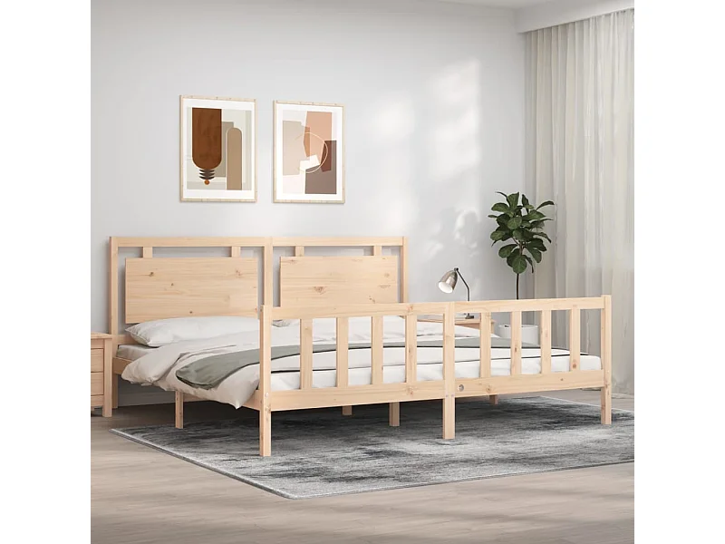 Struttura letto senza materasso 200x200 cm in legno massello di pino