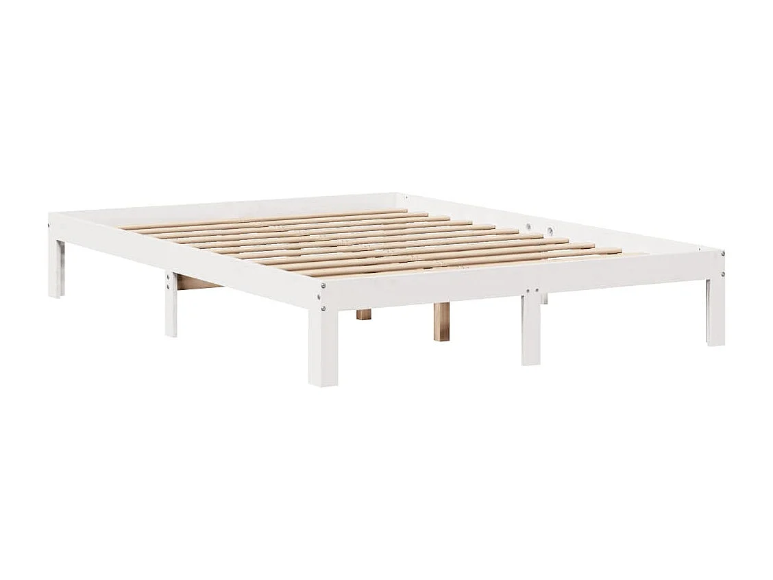 Bedframe en hoofdbord zonder matras wit 135x190 cm