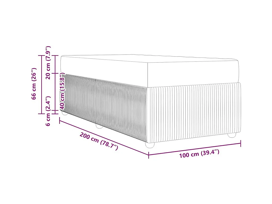 Struttura letto con materasso Grigio chiaro 100 x 200 cm Velluto