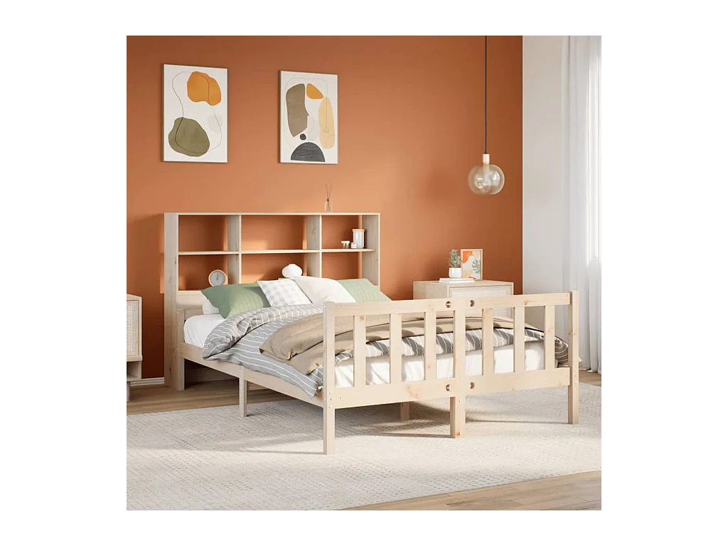 Bibliotheksbett ohne Matratze 160x200 cm Massivholz Kiefer