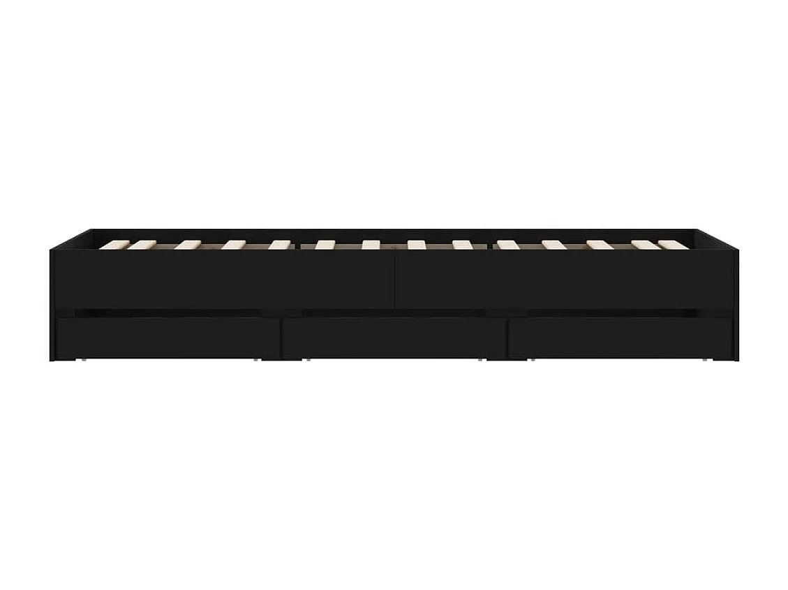 Estructura de cama con cajones sin colchón negra 100x200 cm
