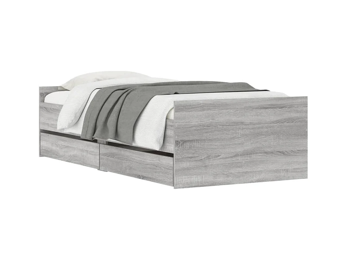 Bedframe met lades zonder matras Sonoma grijs 90x200 cm