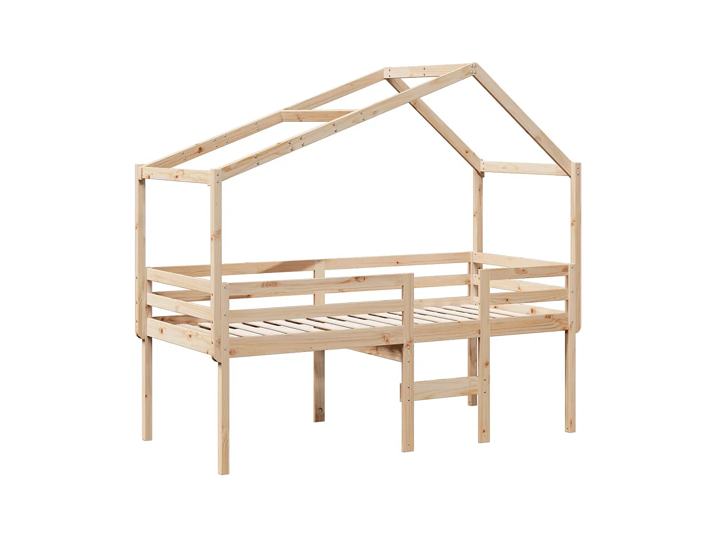 Cama alta sin colchón 90x200 cm madera maciza de pino