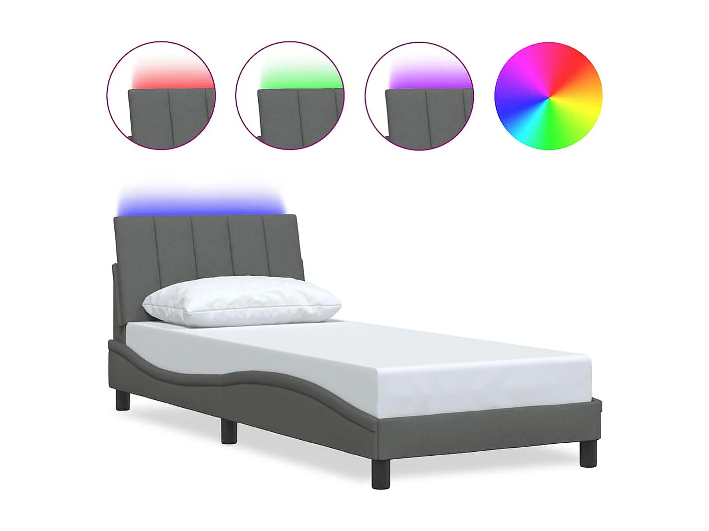 Cadre de lit sans matelas gris foncé 90x190 cm tissu