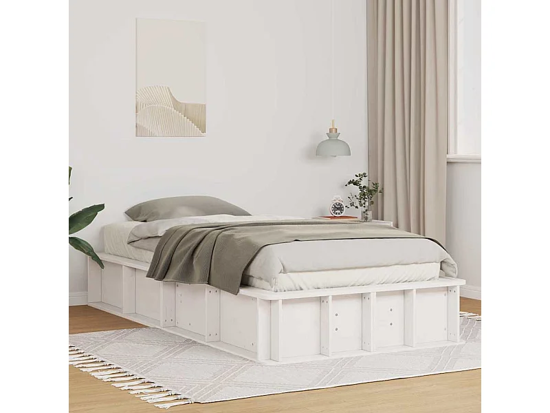 Bedframe met opbergruimte Wit 100 x 200 cm Massief grenen