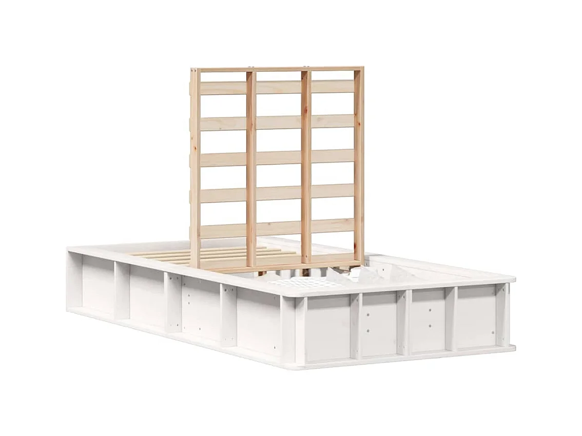 Bedframe met opbergruimte Wit 100 x 200 cm Massief grenen
