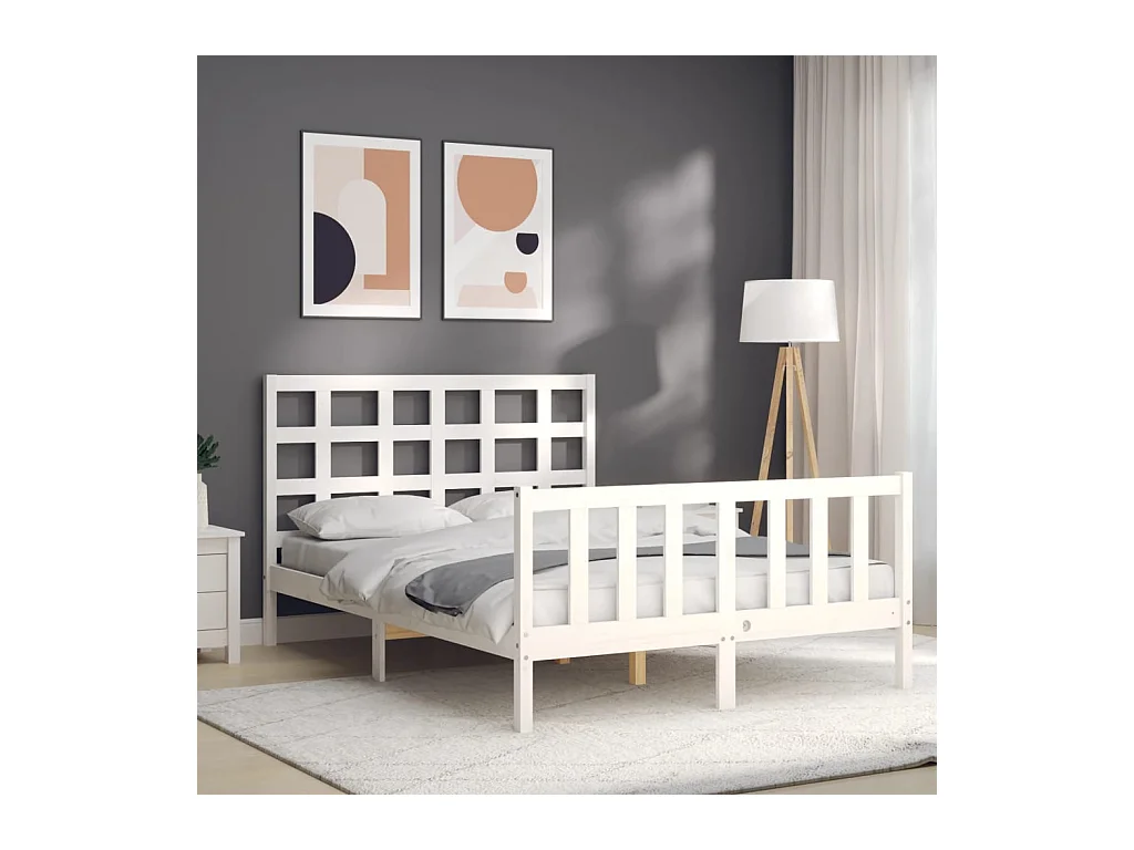 Bettgestell ohne Matratze weiß 120x200 cm Kiefer Massivholz