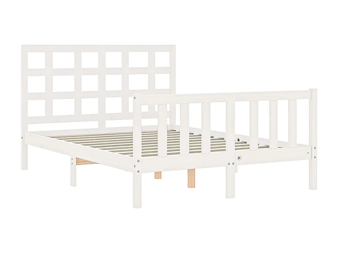 Struttura letto senza materasso bianco 120x200 cm in legno massello di pino