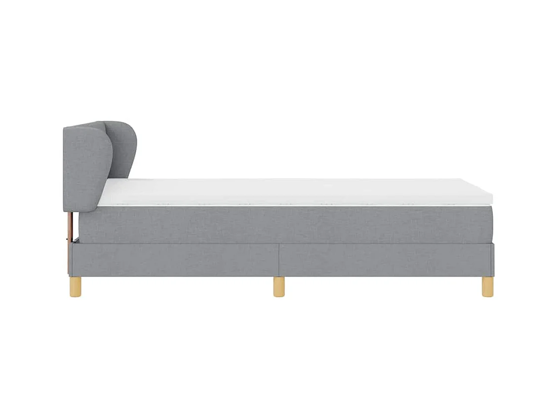 Springbed met crèmekleurige matras 90x200 cm lichtgrijze stof