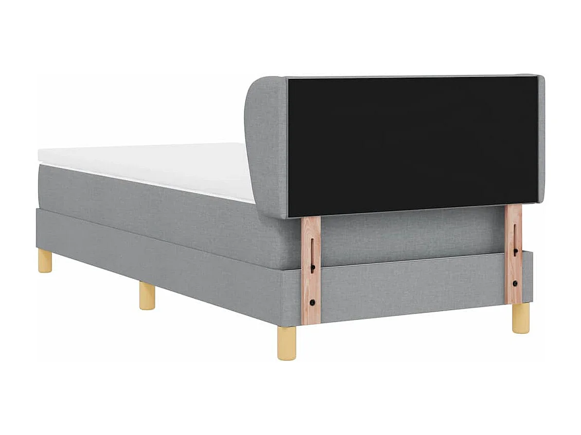 Cama de muelles con colchón color crema 90x200 cm Tejido gris claro